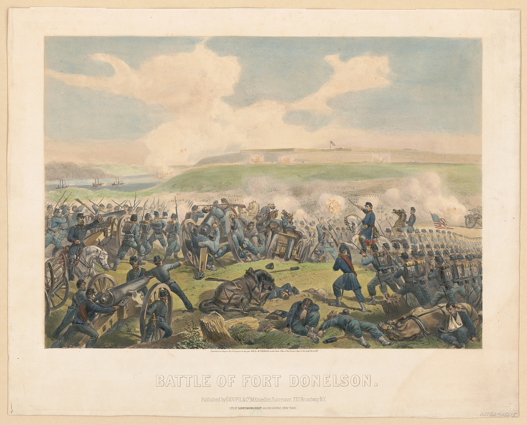 Nineteenth-century print showing the Battle of Fort Donelson